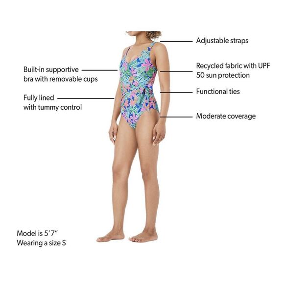 Member's Mark Women's Wrap-Style One-Piece Swimsuit Size Large - Picture 4 of 10